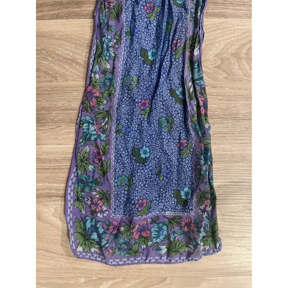 Vintage Silk Liz‎ Claiborne Blue Scarf Shawl Y2K 90s Fairycore Whimsey Artsy